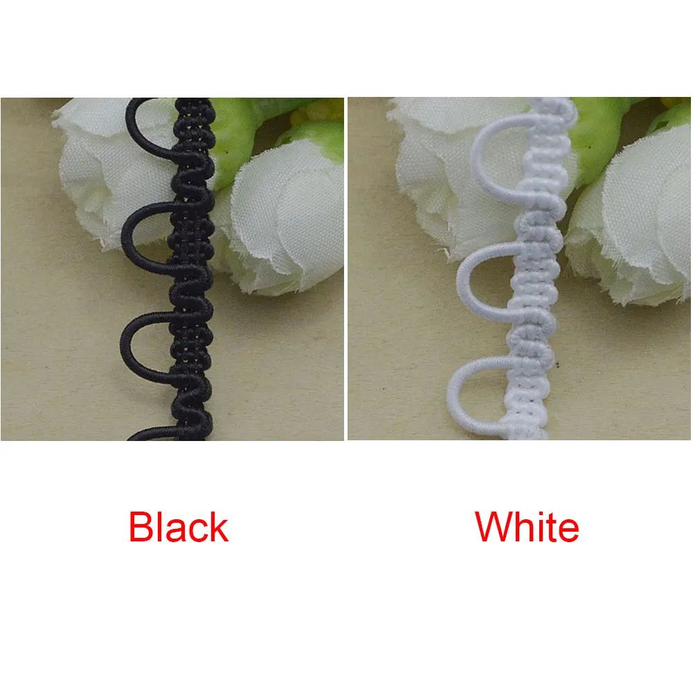 10Yards 1cm Elastic Lace Belt White Decorative Trims Braided Ribbon Clothes Accessories U Shape Apparel DIY Craft Crochet Sewing