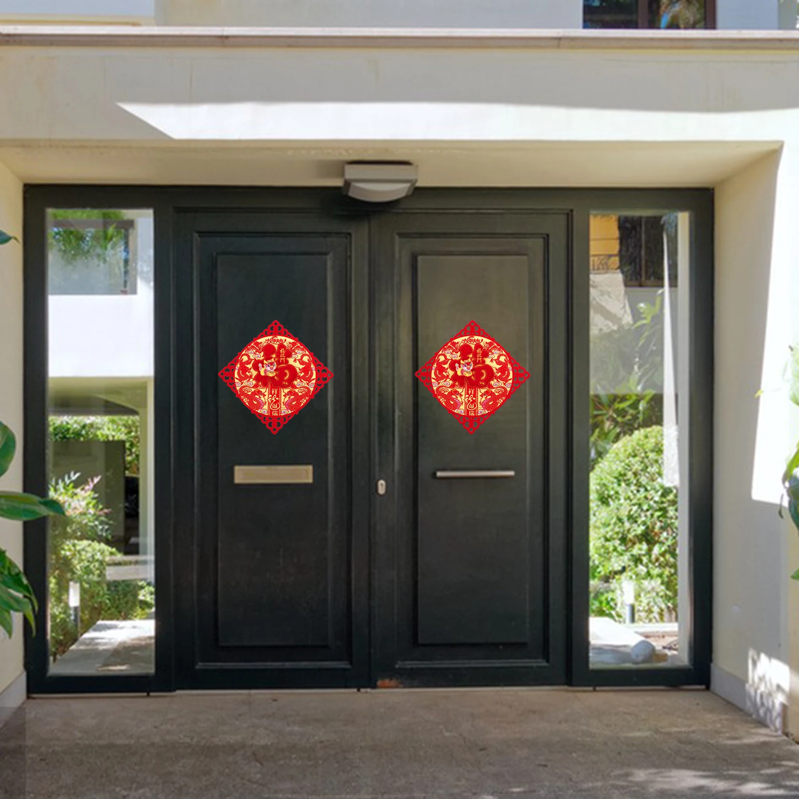 

4pcs Fu Character Door Stickers Chinese New Year Decoration Spring Festival Door Decals Wall Decals Living Room Bedroom Kitchen
