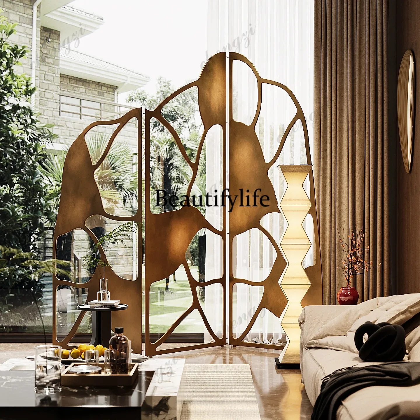 A74Italian minimalist screen partition living room modern art entrance light luxury high-end, folding screen