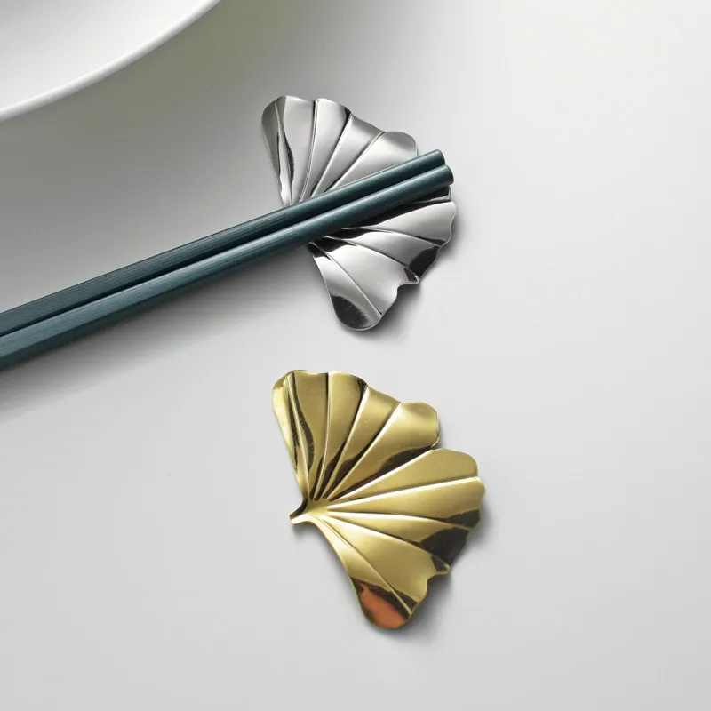 304 Stainless Steel Fork Spoon Chopstick Pillow Dining Tablesetting Spoon Holder Creative Ginkgo Leaves Public Chopstick Holder