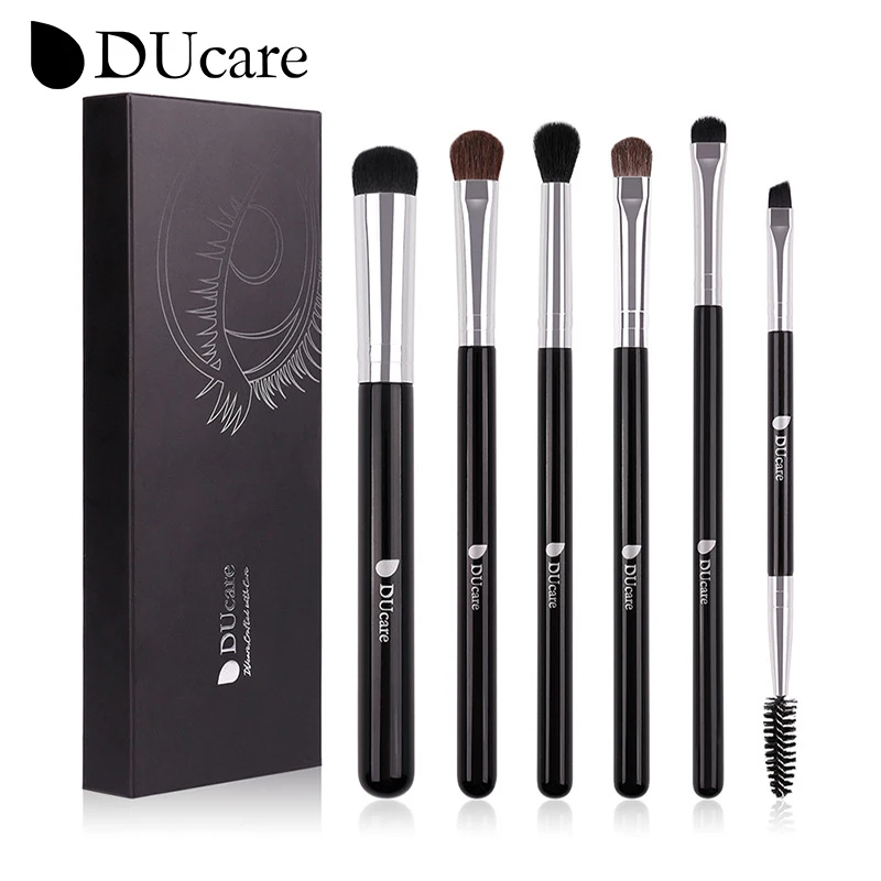 Ducare-Juego de brochas de maquillaje profesional, 6 unidades, sombra de ojos, mezcla, delineador de ojos, pestañas, cejas