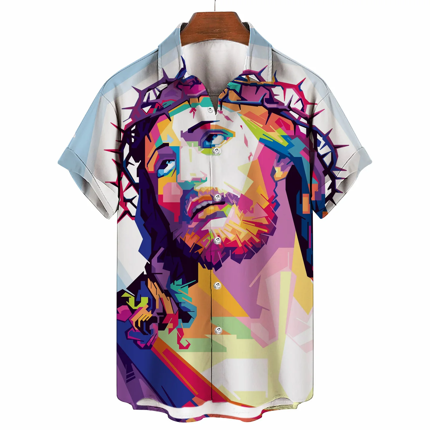 

Men's Shirts God Religion Christ Jesus 3D Print Harajuku Casual Short Sleeve Hawaiian Shirt Oversived Top Jesus Letter Clothes