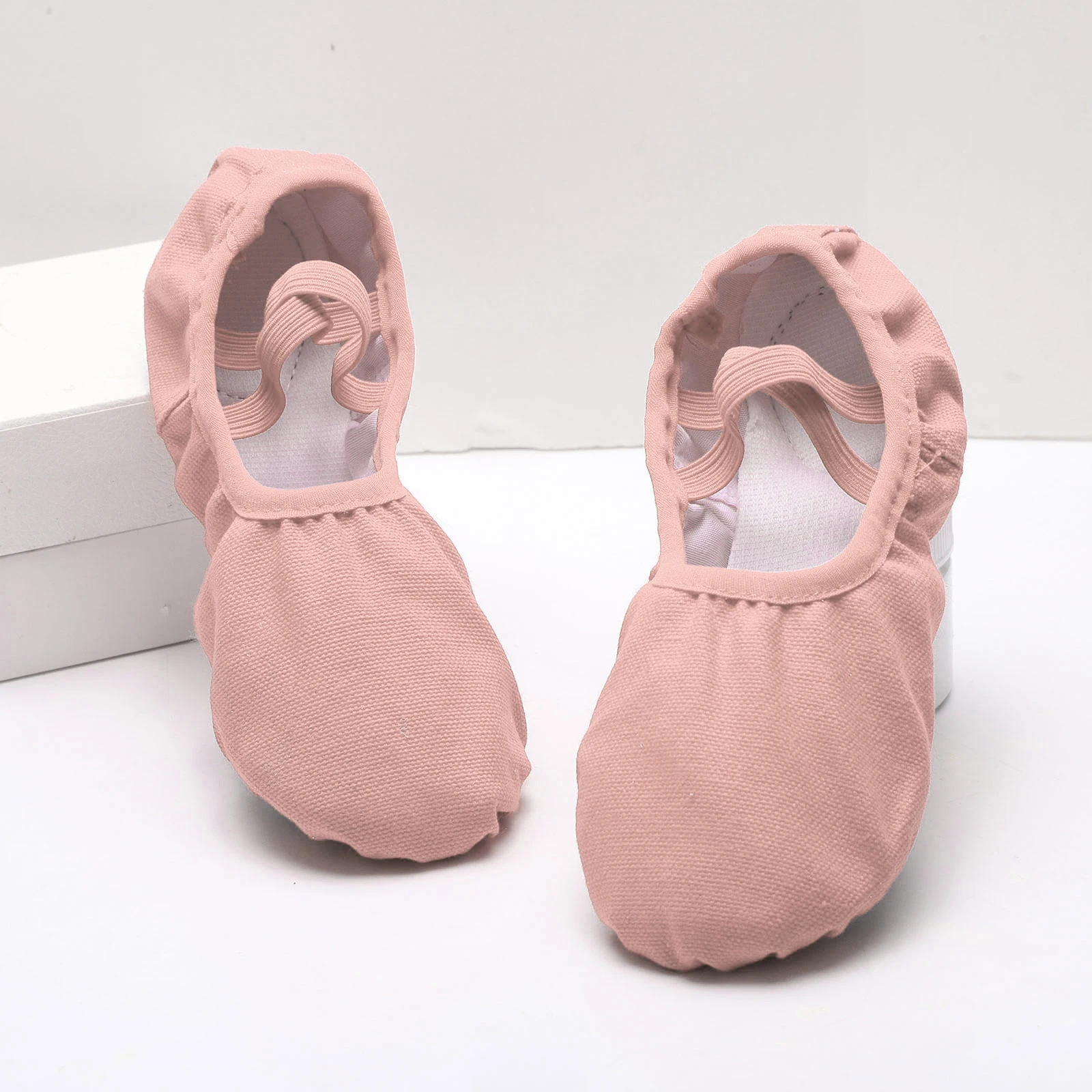 Zapatos de baile de Ballet para niña, zapatillas de suela dividida de Color sólido con banda elástica cruzada, zapatos de bailarina para actuaciones