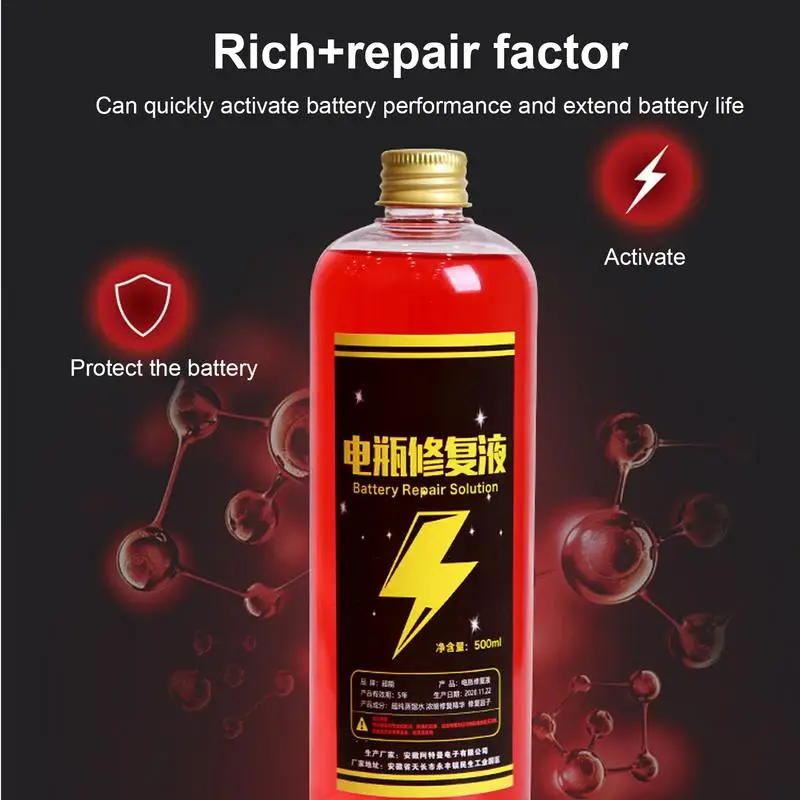 500ml Concentrated Safe Car Battery Restore Refill Solution Auto Battery Additive Battery Repair Essence Car Accessories