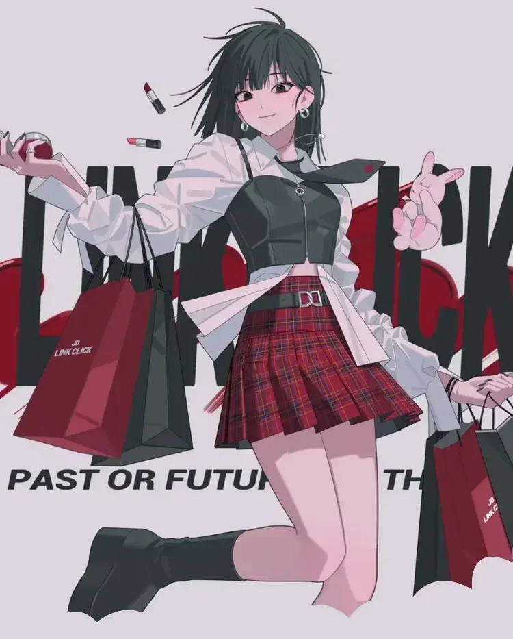 2025 Qiao Ling Cosplay Anime Link Click disfraces chaqueta de PU niñas saia roja vestido de mujer juego de rol vestidos noche