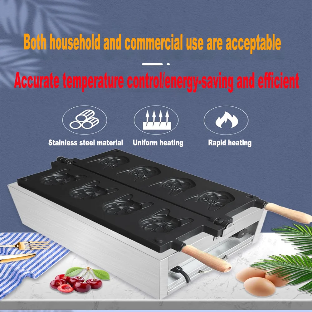 Commercial 5-piece dog head waffle set, 110V/220V electric version, gas version, waffle maker, non stick pan coating