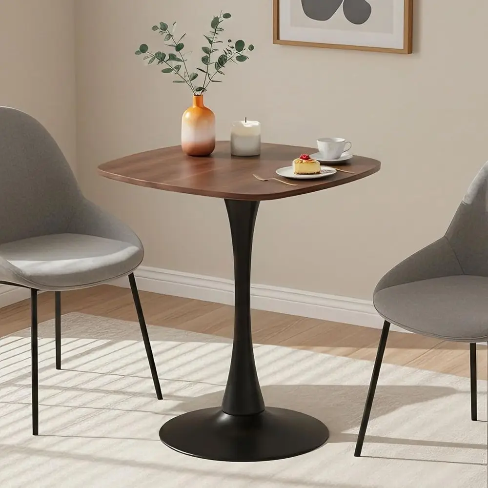 

Small Square Dining Table,24" Tulip Table with Metal Pedestal,15-Minute Quick Assembly,Century ern Leisure Table or Kitchen Smal