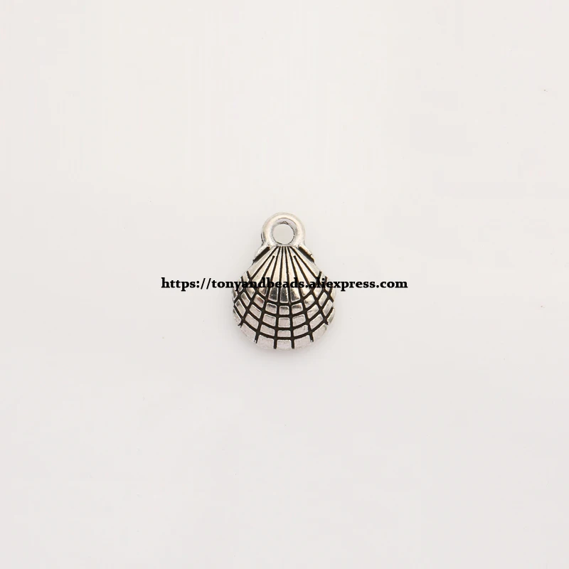 (50Pcs/Lot) Zinc Alloy Tibetan Silver European Charm Shell-Shape Pendant Size 13x9mm ZN48293B