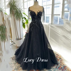 Elegant Gowns Black Elegant Evening Dresses for Women Luxury Woman Party Dress Es Sexy Line A Prom Dresses Customized Fluffy