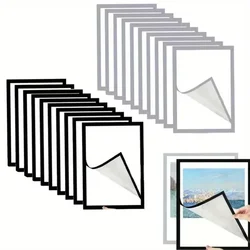 10pcs Black Gold Silver Magnetic Soft Photo Frame A4/A5/A6 Plastic Picture Frame Self-adhesive Reusable Poster Display Holder