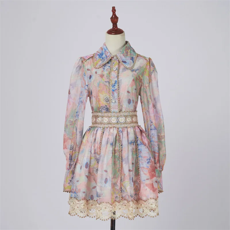 

Весна 2025: кружевной топ с цветочным принтом в стиле пэчворк, комплект с юбкой с высокой талией, женский ансамбль Faion, длинная застежка на пуговицах, пол...