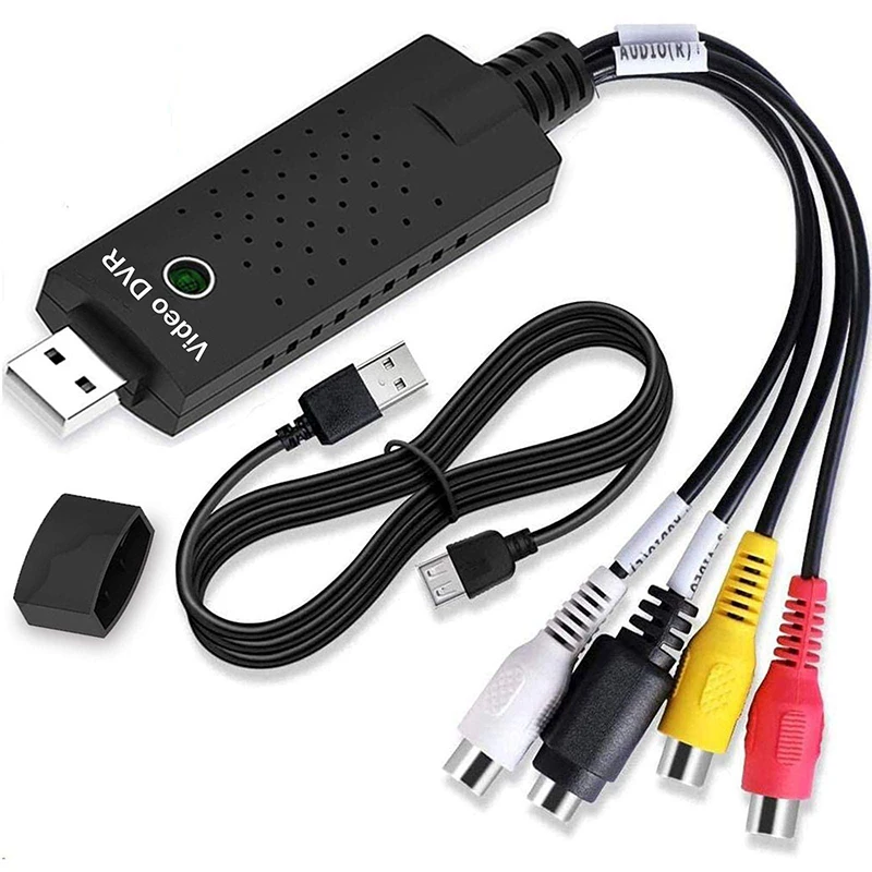 Video Capture Card USB 2.0 Audio Device Old VHS Mini DV Hi8 DVD VCR to Digital Converter for Mac PC Support Windows Android