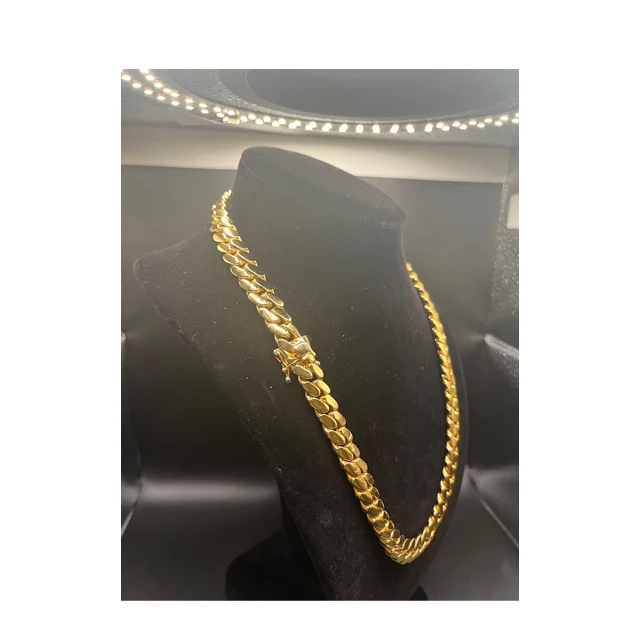 12mm Miami Cuban Link Chain Heavyweight- Stainless Steel with 18k Gold Plating - Unisex Hip Hop Cuban Necklacebrass