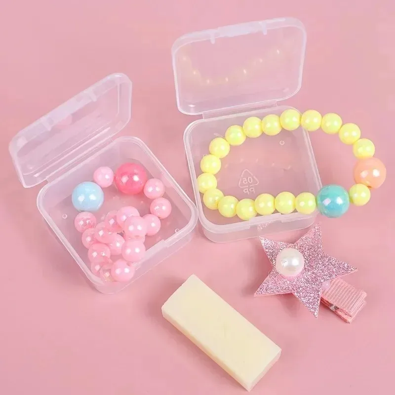 60/6PCS Mini Storage Box Transparent Square Plastic Box Earrings Jewelry Packaging Storage Small Square Box Jewelry Organizer