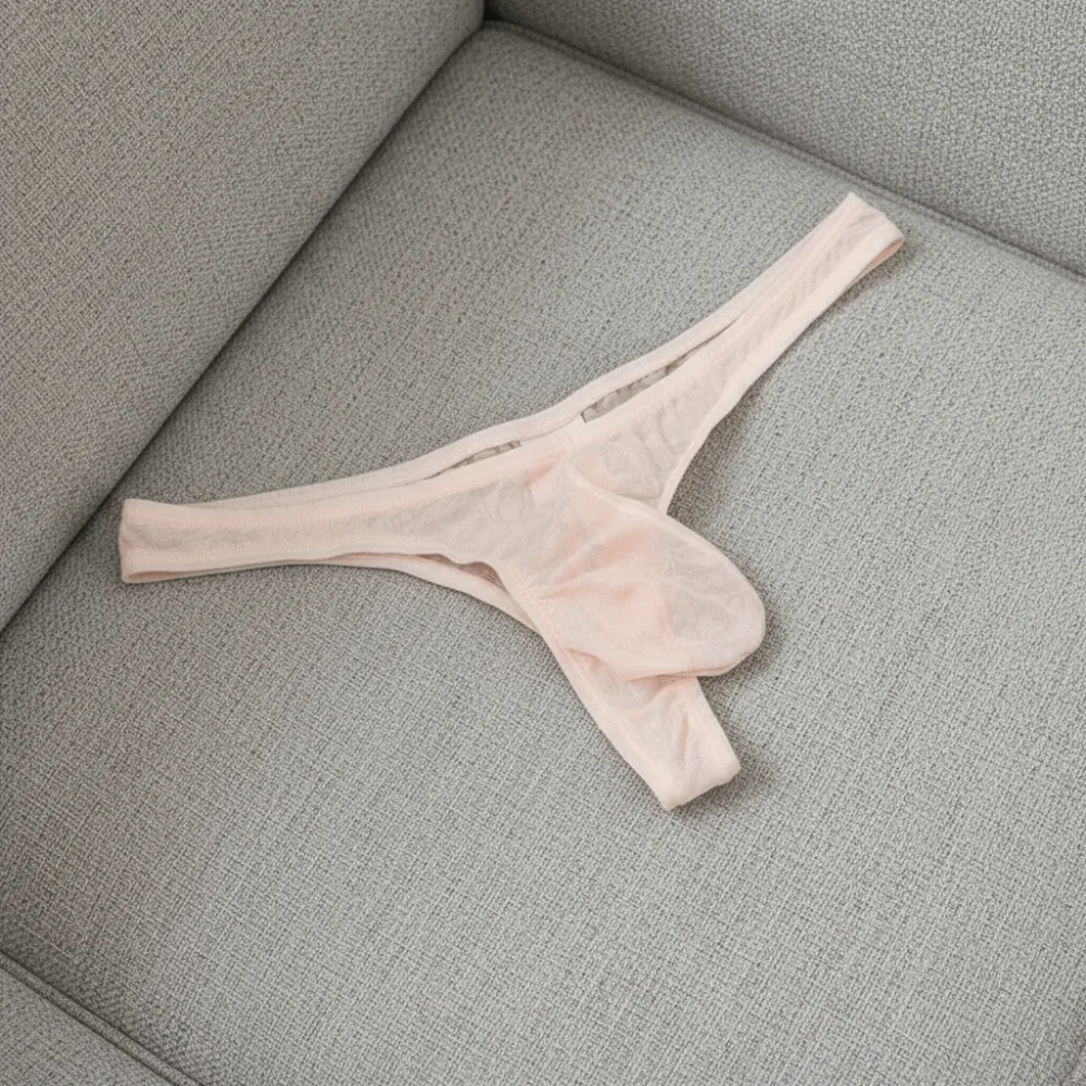 Soft Low Waist Men Ice Silk Thongs Underpants Solid Color Men's Panties Thin Transparent T-back Male Briefs Summer