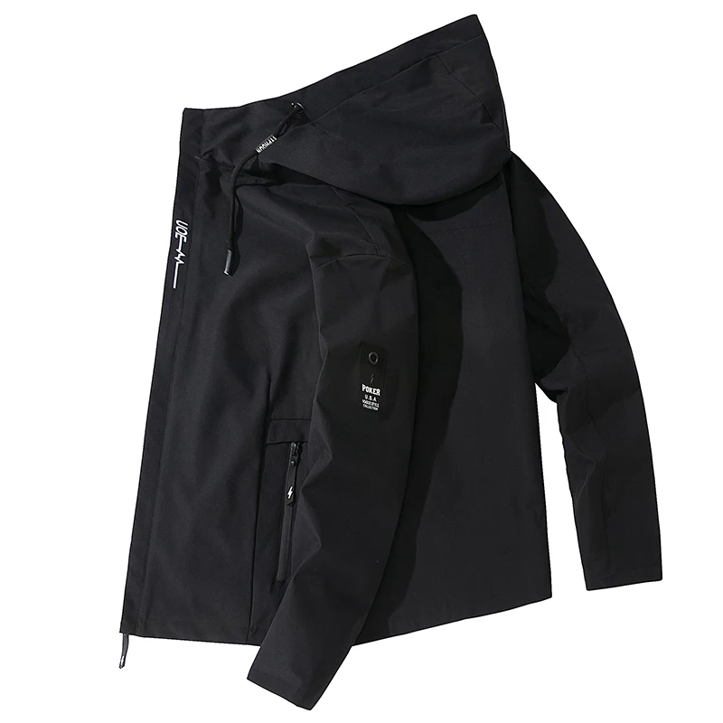 

Autumn Men's Lightweight Hooded Jackets Casual Workwear Spring Fall Windbreaker Zip Up Coat Slim Hooded Jacket for All Seasons