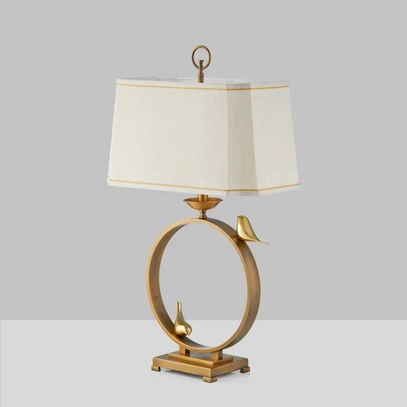 American electroplated bird creative desk lamp ring bedroom modern simple pastoral Chinese hotel