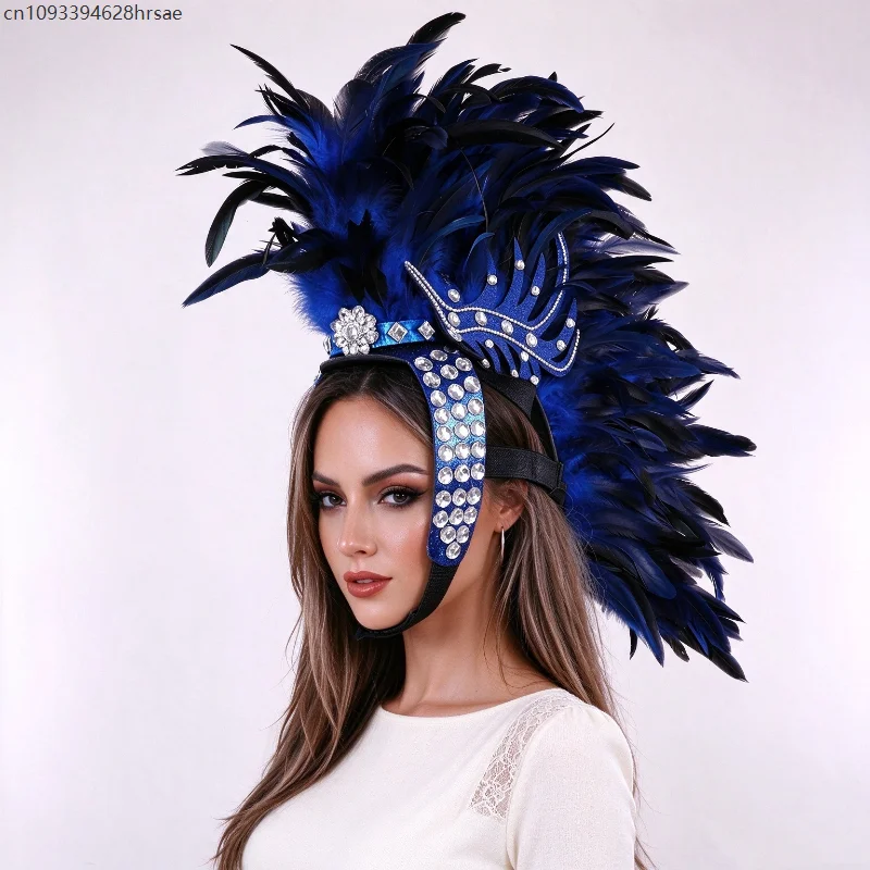10 colors Feather Rhinestone Headpiece Adult Carnival Halloween Musci Festival Party Fancy Dress Stage Performance Cosplay Props