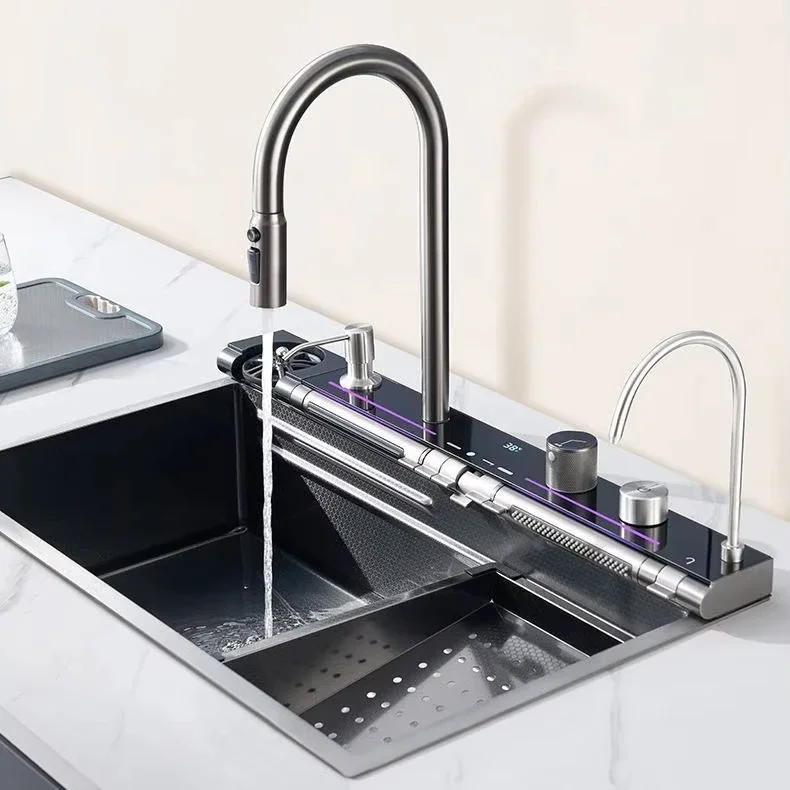 

Kitchen Sink Single Bowl Stainless Steel Handmade Kitchen Sink Stainless Steel Kitchen Waterfall Sink Digital