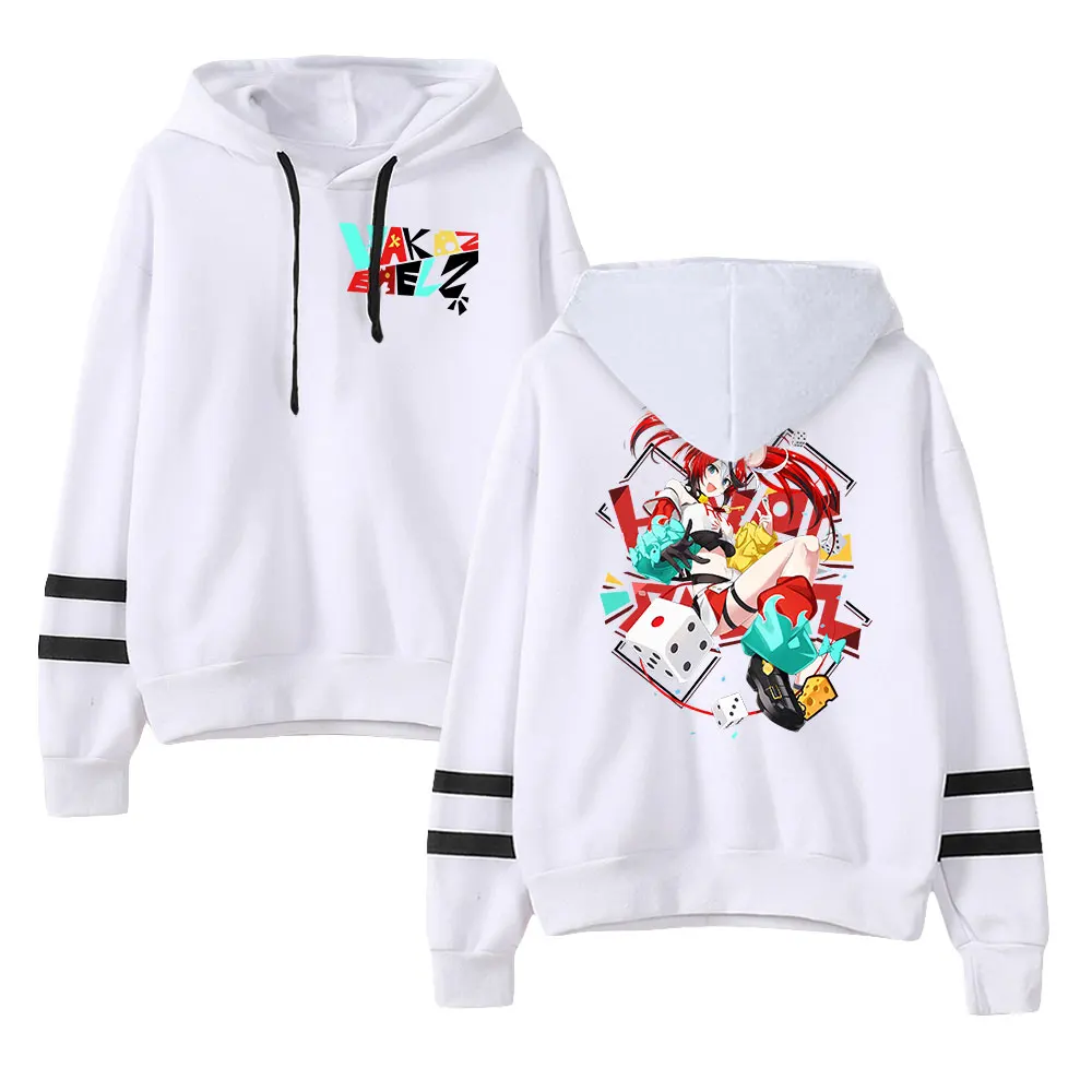 Vtuber hakos baelz anime taschen lose parallele stangen ärmel sweatshirt männer frauen hoodie harajuku streetwear unisex kleidung