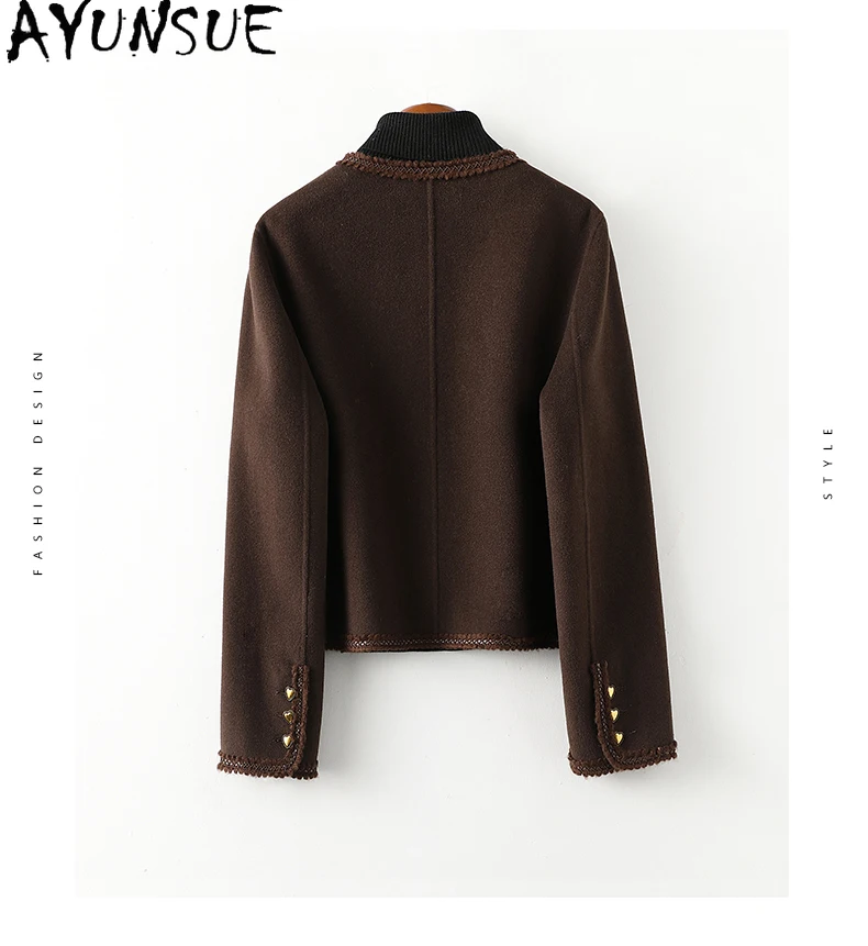 AYUNSUE New High Quality Double-sided Wool Jacket Woman 100% Wool Coats Fall 2023 Fashion Women Clothing Short Woolen Jackets