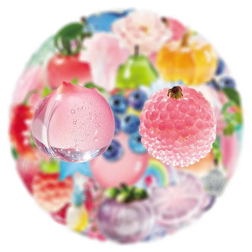 

10/30/50pcs Transparent Colorful Fruit Food Stickers Waterproof DIY Fridge Phone Luggage Diary Funny Creative Decals Decoration
