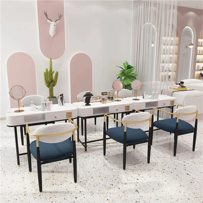 Nordic Marble Slate Manicure Table For Commercial Furniture Nail Station Light Luxury Design Upscale Professional Manicure Table