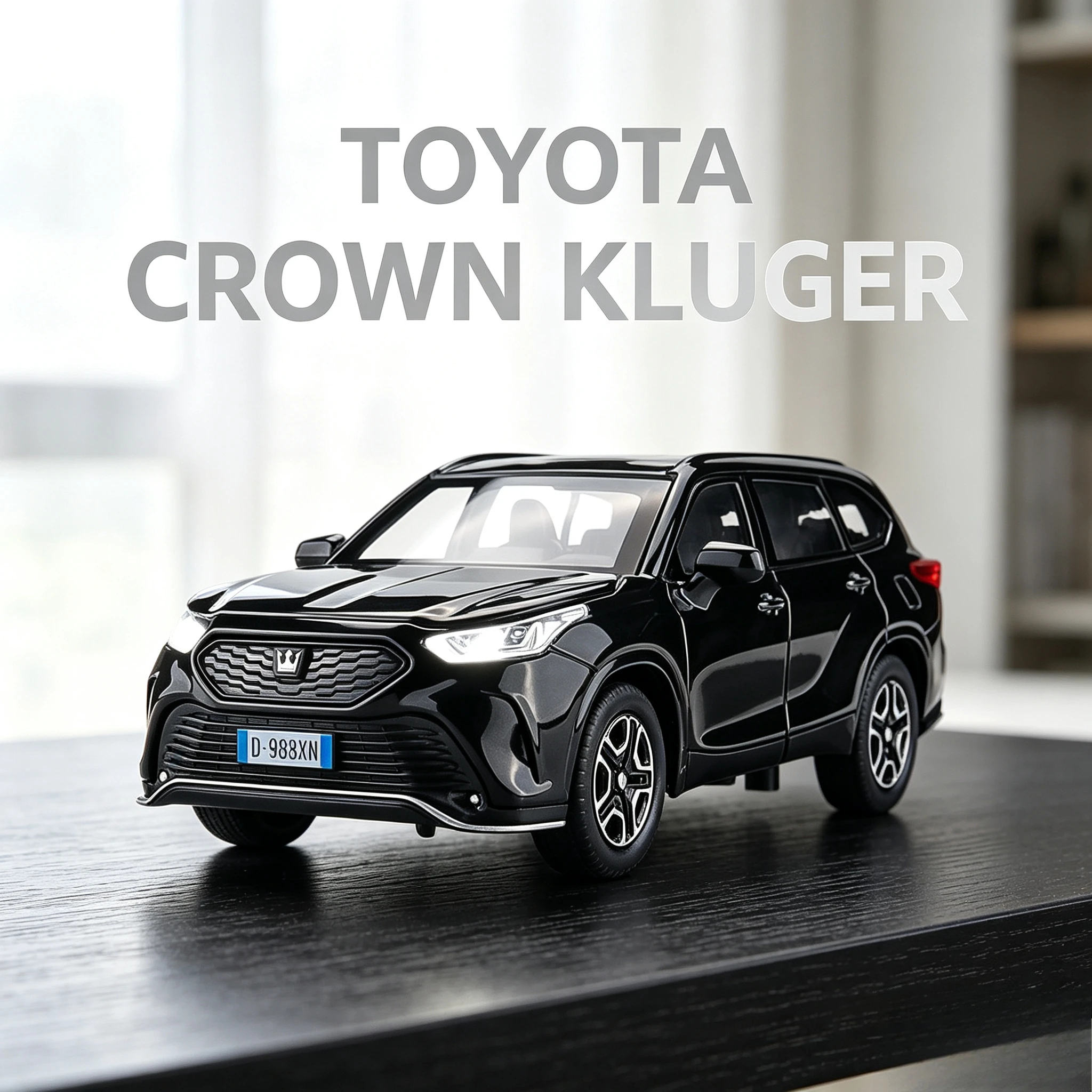 1/32 Crown Kluger Toy Car Diecast Miniature Model SUV Sport Sound & Light Educational Collectible Gift for Boy