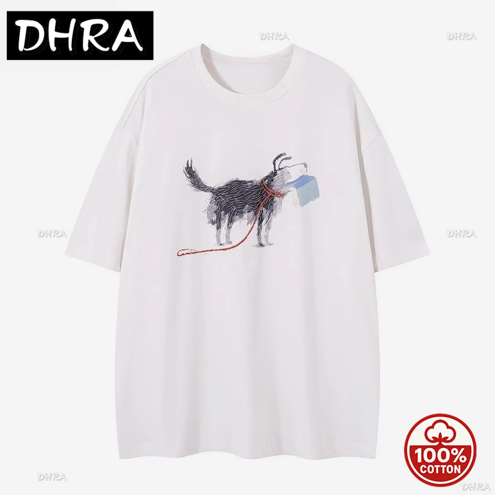 

Graffiti Puppy Short Sleeve T-shirt Mens Streetwear Summer Half-Sleeve Loose Crew Neck Tee Cotton Tops Men Aesthetics Gift