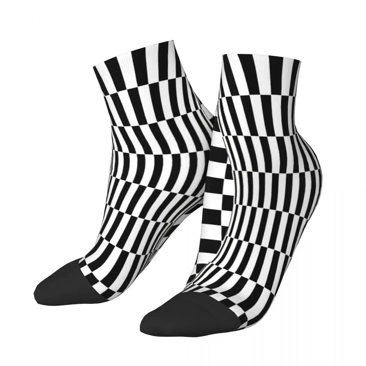 Spiral Vortex Black And White Men's Ankle Socks 3D Vortex Illusion Unisex Hip Hop Pattern Printed Happy Low Sock Gift