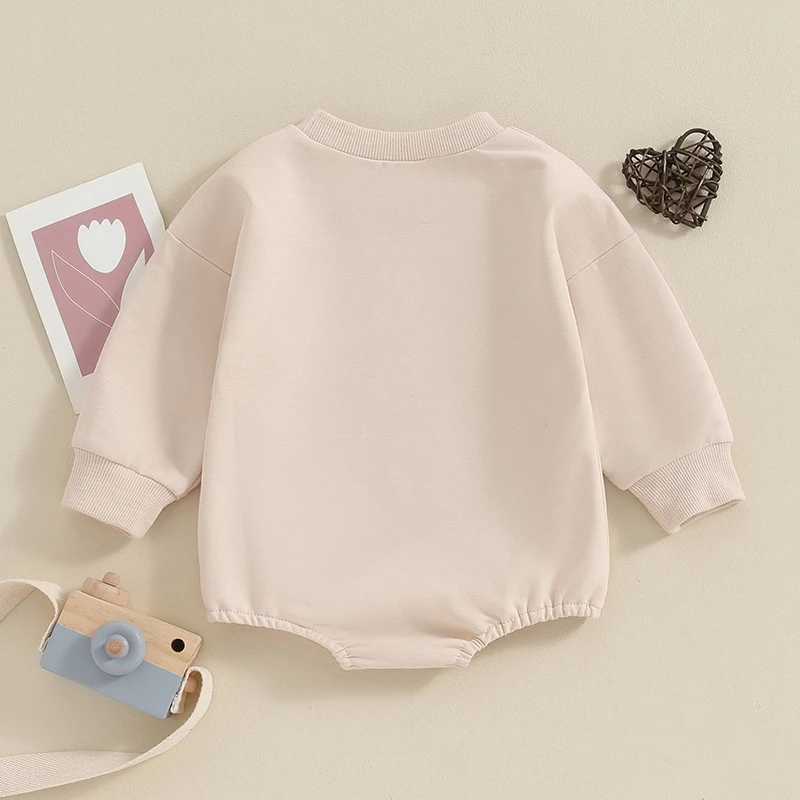 Infant Baby Fall Jumpsuit Letter Print Round Neck Long Sleeve Bubble Romper for Valentine s Day