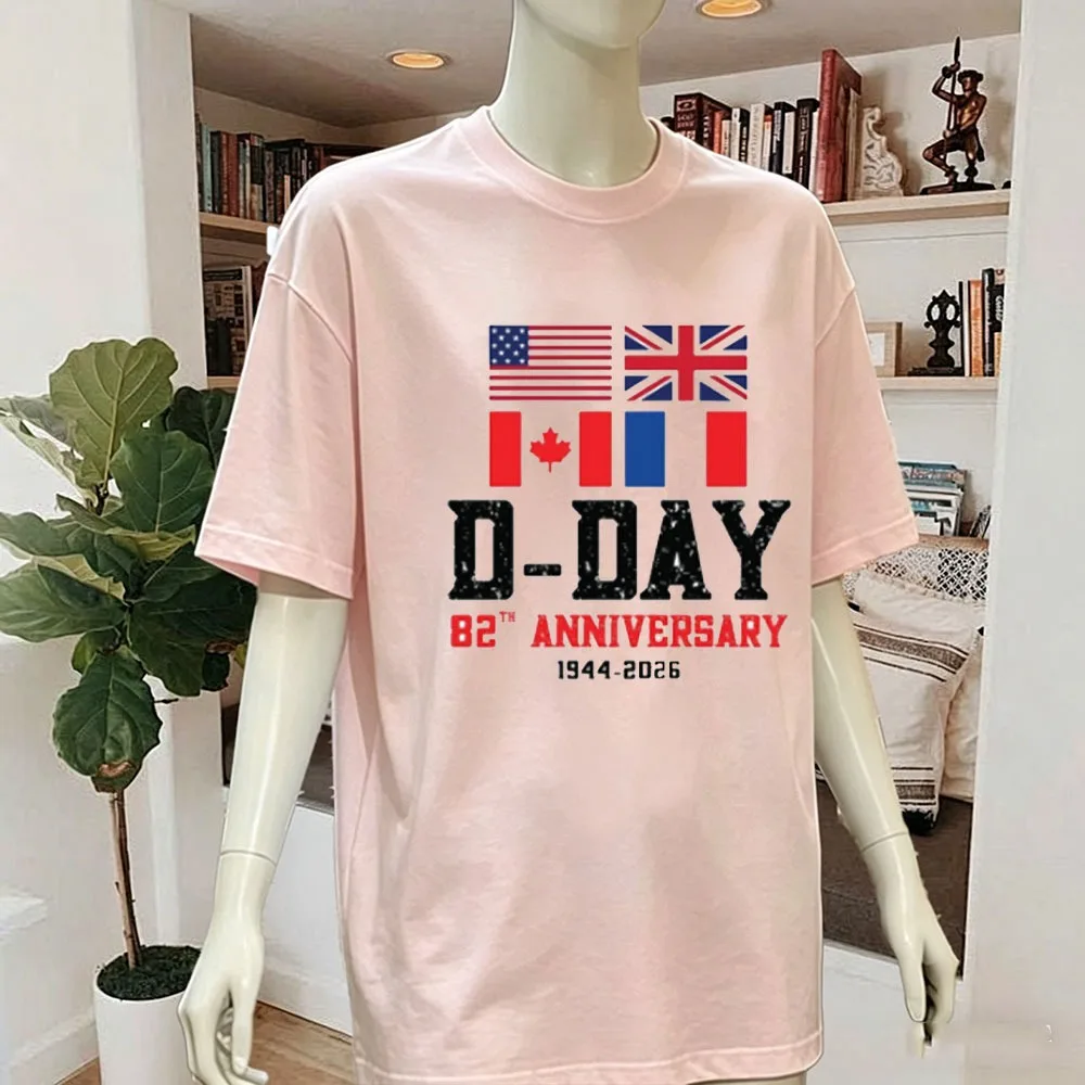82nd Anniversary D Day Shirt Allied Flags Lest We Forget Tribute Jumper Streetwear Summer Short Sleeved Graphic Tops