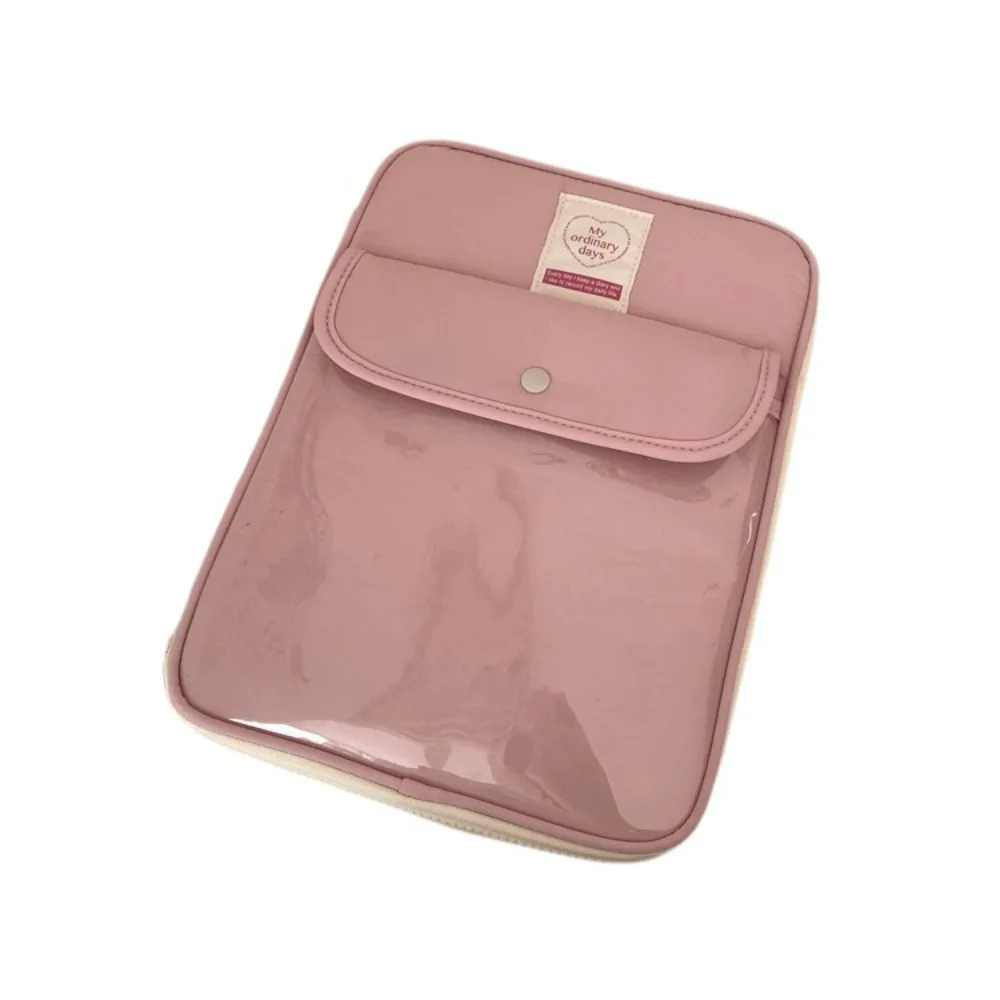 Stylish Buckle Design Computer Storage Bag Multi-Pocket Solid Color Clutch Bag 13/14inch Nylon Tablet Cover Daily Use