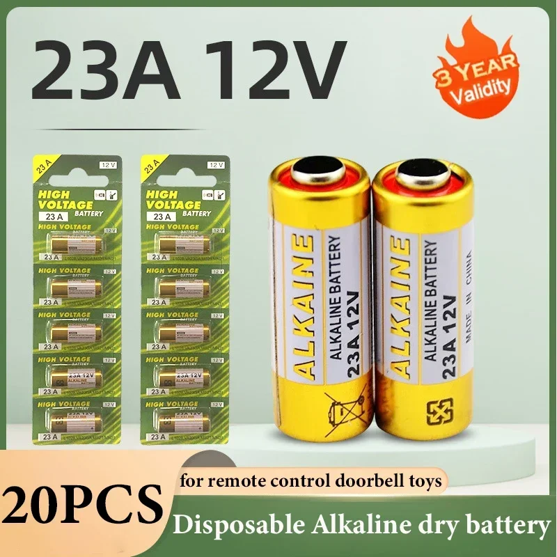 20PCS 12V 23A alkaline battery 23GA 21/23 A23 A23S E23A EL12 MN21 MS21 V23GA L1028 RV08 GP23A  for remote control doorbell toy