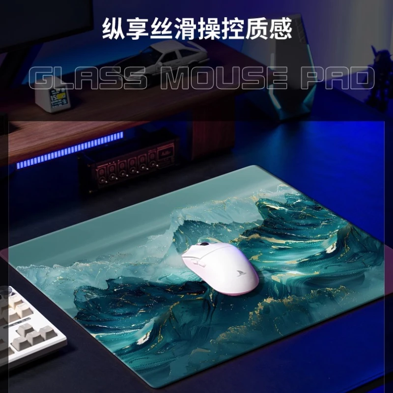 Extra Large Gaming Glass Mouse Pad Esports FPS Tempered Photovoltaic Glass Smooth Custom Optimized Crystal Mist Surface