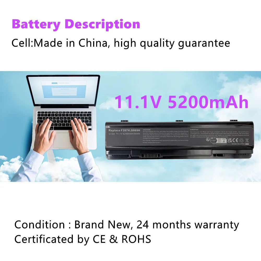 Laptop Battery For Dell Vostro 1014 1015 1088 A840 A860 For Inspiron 1410 F286H F287F F287H G066H G069H PP37L PP38L batteies