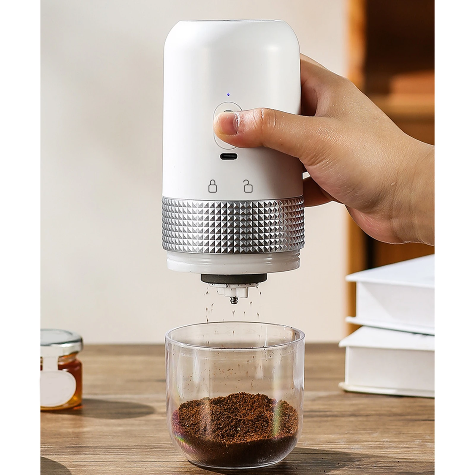 Portable Coffee Grinder Adjustable Coarse Small Rechargeable Automatic Efficient Electric Coffee Bean Grinder for Beans Spice