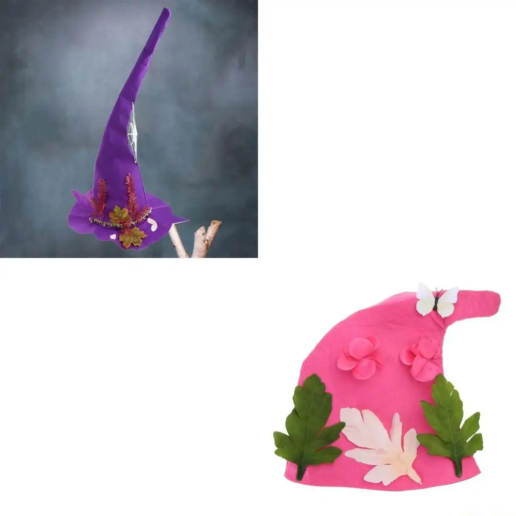 31bf-beautiful-witch-hat-creative-steeple-hat-wizard-hat-artificial-flower