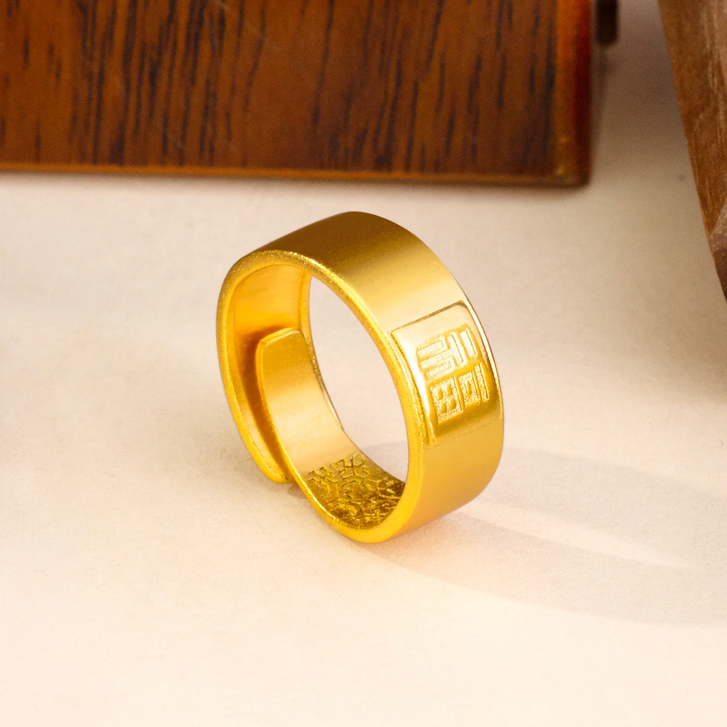 

Luxury 24K 9999 Pure Gold real gold Frosted Forte Ring Men's Fashion Forte Ring