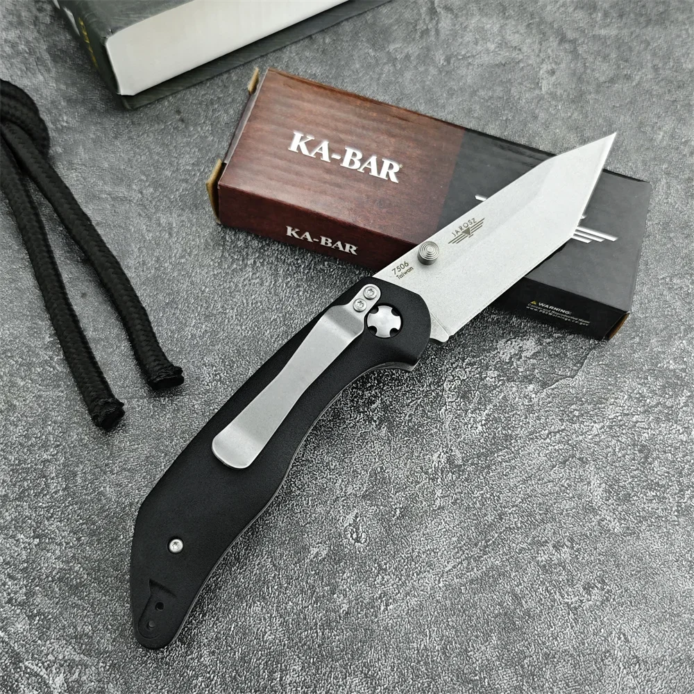 KA-BAR 7506 Jarosz Folder Pocket Folding Knife Tanto Blade Black GFN Handles Hunting Outdoor Knives Portable EDC Survival Tools