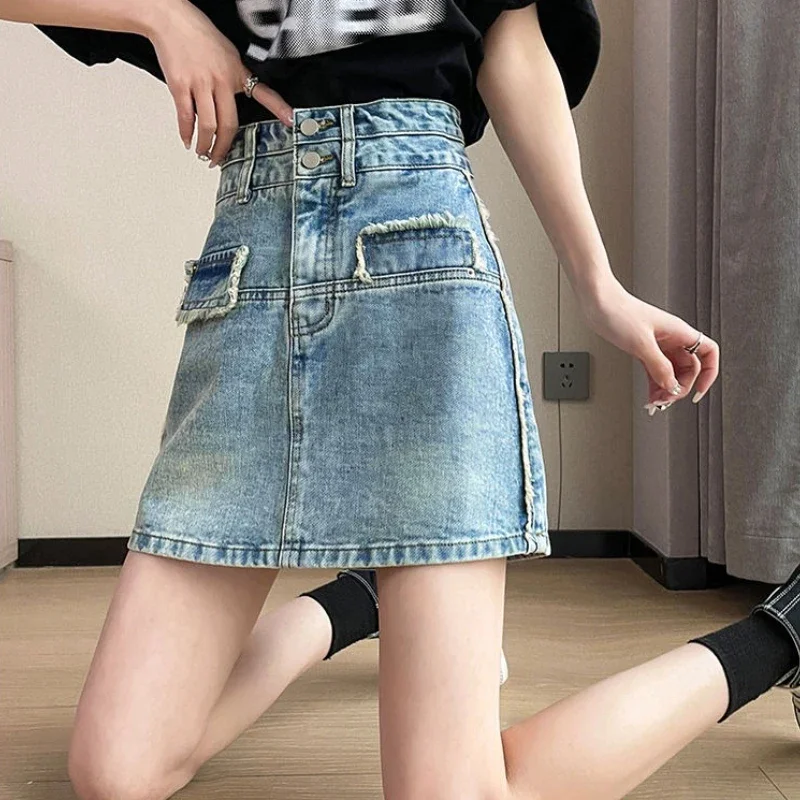 

New In Short Women's Chorts Denim Skirt High Quality Clothing Trend 2025 Y2k Vintage Korean Style Premium Female Jeans Skirts