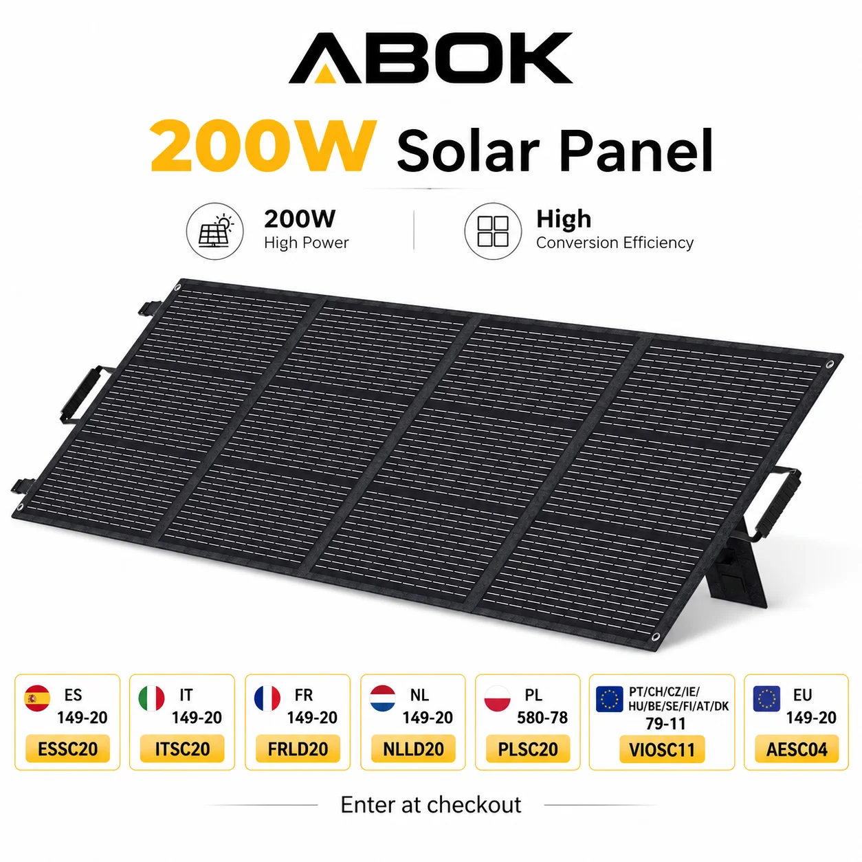 Solarpanel ABOK 200W Monokristallines Solarladegerät mit MC4-Ausgang IP68 Flexibel Wasserdicht für Powerstation Camping Campinghaus Wandern Kompatibel mit TX60 TX90