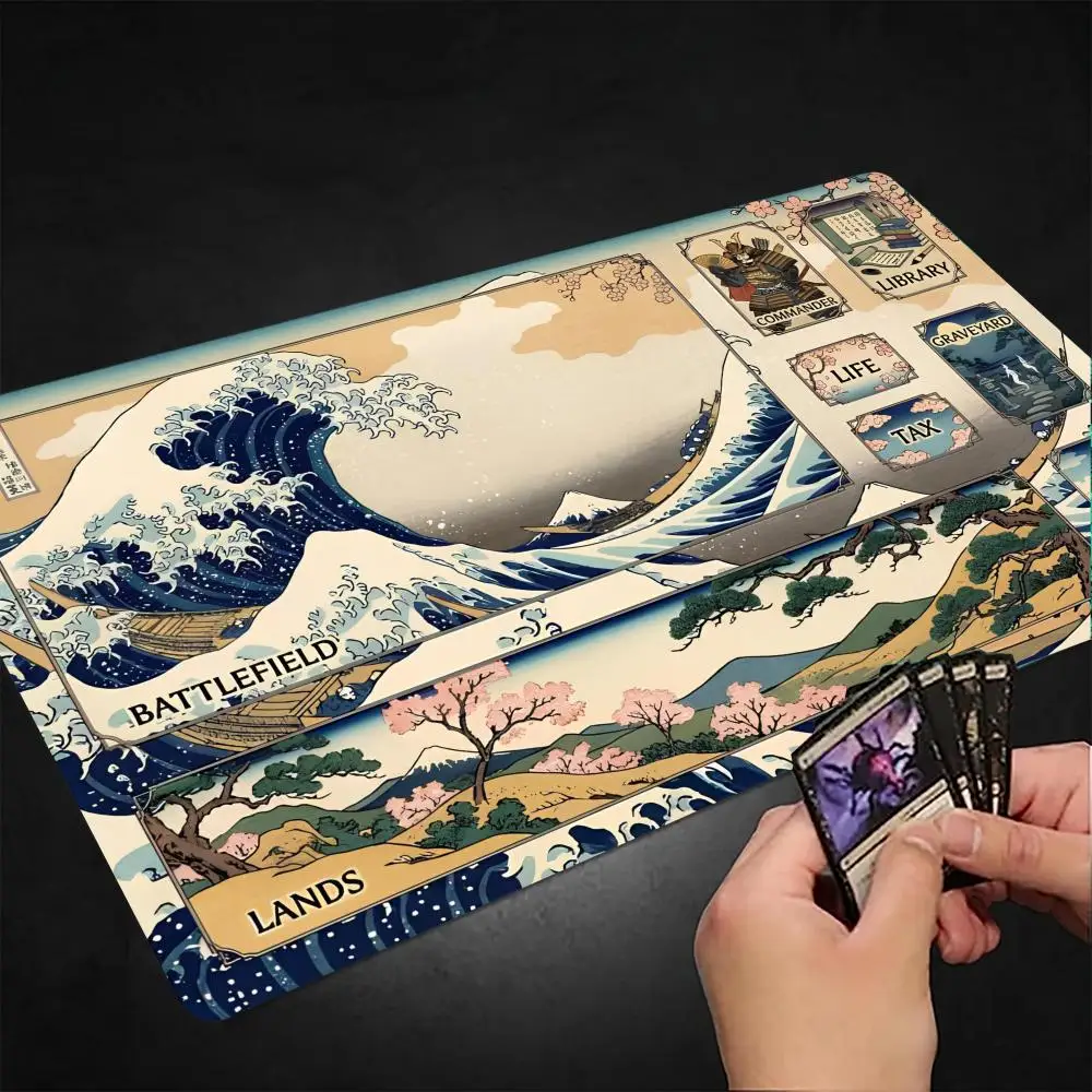 

Japanese Ukiyo-e Giant Wave Magic Party Game Mat Durable Rubber for TCG Games 35X60cm Mouse Pad Office Desk Mats Friendly Design