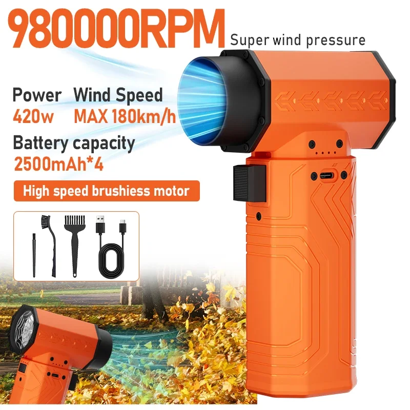 

980000RPM High Speed Turbo Jet Fan 75m/s Powerful Violent Blower Brushless Motor USB Rechargeable Electric Air Duster Dust Clean