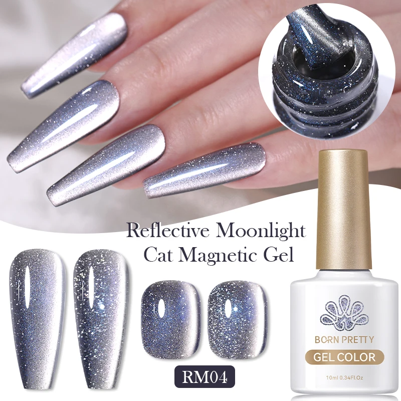 BORN PRETTY 10ml Reflective Moonlight Gel Nail Polish Cat Magnetic Gel Auroras Glitter Semi-Permanant Varnish Nail Art