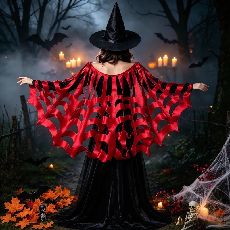 Disfraces de Halloween para adultos y niños: capas con telarañas, maquillaje, disfraces para fiestas de disfraces y accesorios para cosplay.