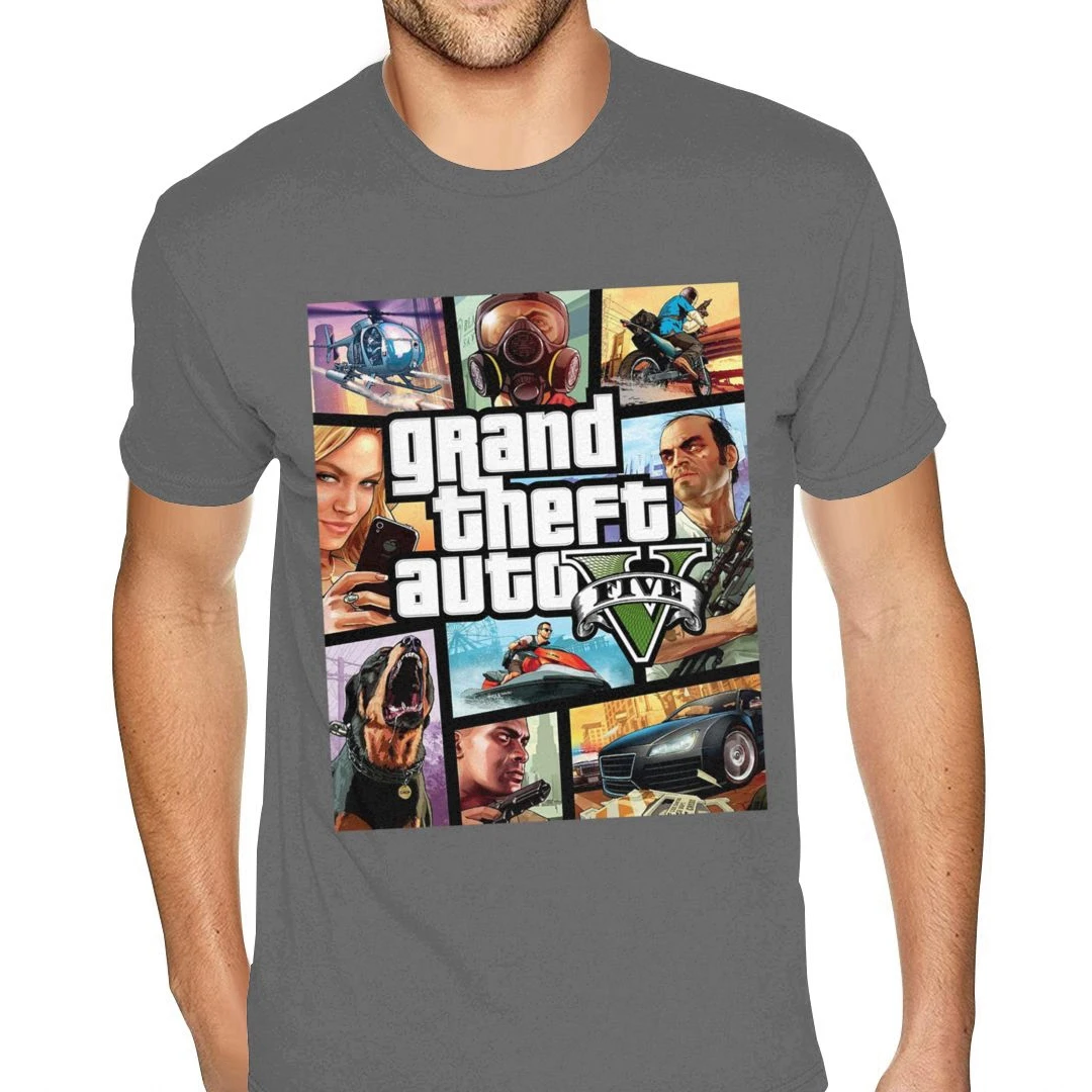 Game GTA 5 Cotton T-Shirts Grand Theft Auto Print Men Women Streetwear Short Sleeve T Shirt Harajuku Unisex Tees Tops Clothing