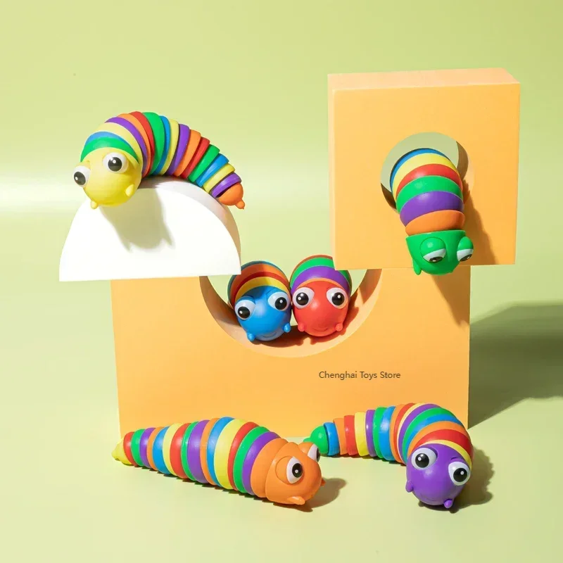 2024 Hot 3d Colorful Creative Twist Slug Toys Relieves Fun Decompression Snails Finger Slug Toy Curls Up Fidget Sensory Toys