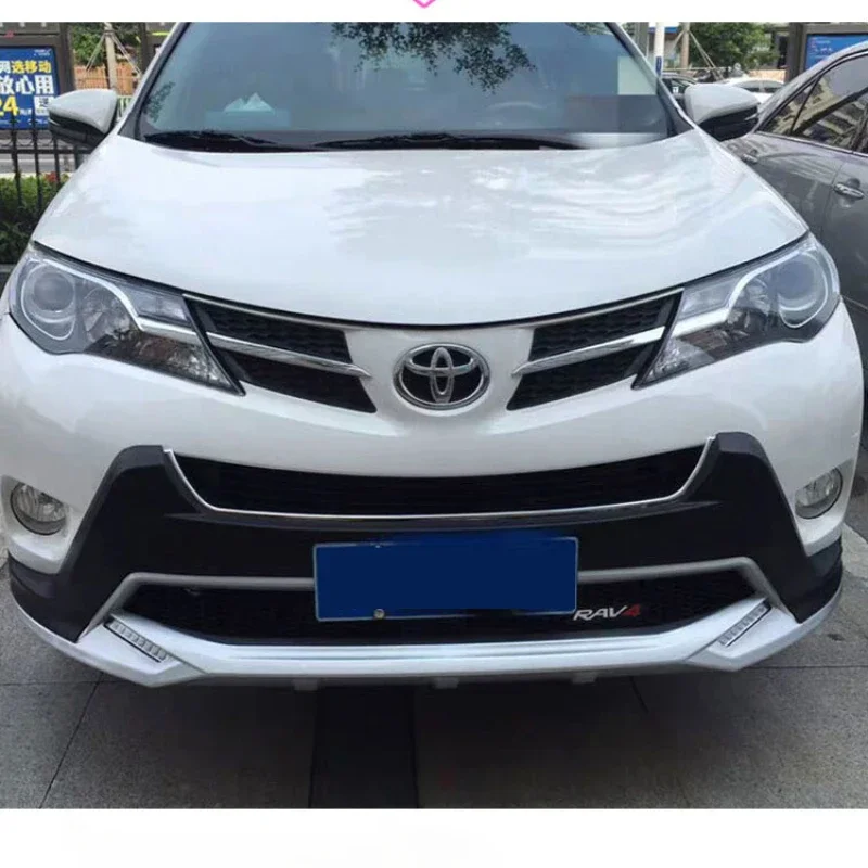 Front + Rear Bumper Protector Guard Bar For Toyota Rav4 RAV 4 2013-2015 High Quality with DRL Lights