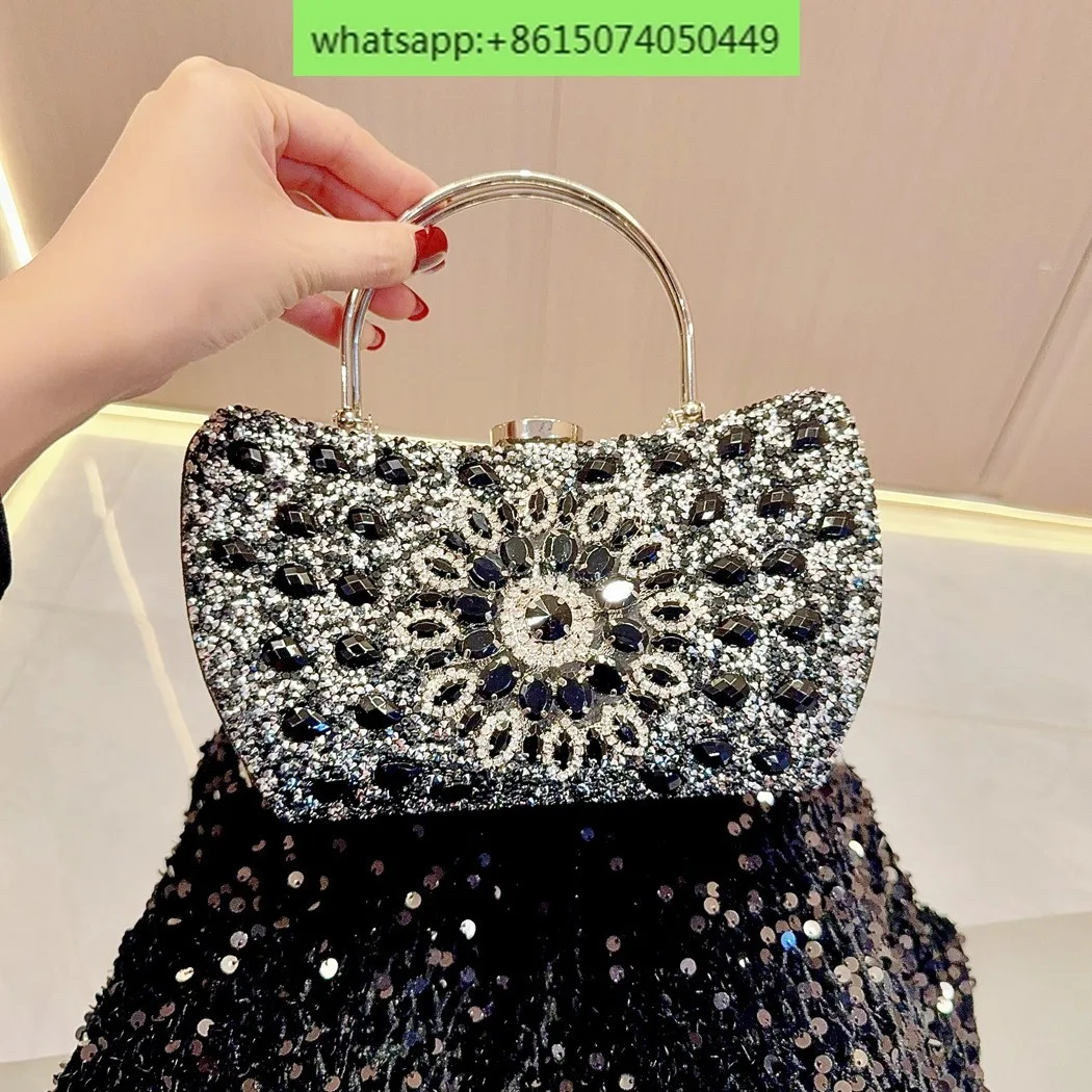 

Diamond-encrusted tote bag, all-over diamond fashion dress bag, bar party party bag, one-shoulder, cross-body dinner bag